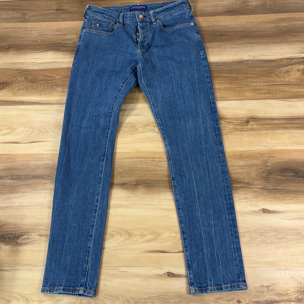 Scotch & Soda Ralston Regular Slim Fit Blue Denim‎ Jeans Mens 31/32 Button Fly
